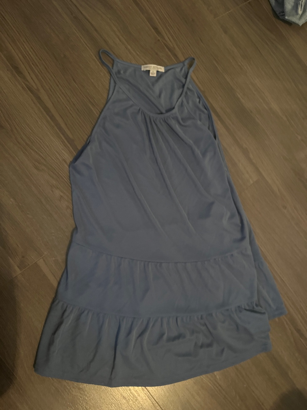 Soft Blue Flowing peplum style shirt